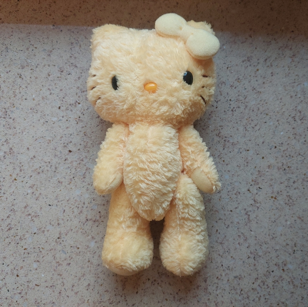 Vintage 1976, 2004 Sanrio Hello Kitty Yellow Plush With Movable Limbs